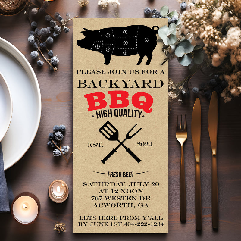 Vintage BBQ Menu Style Invitation