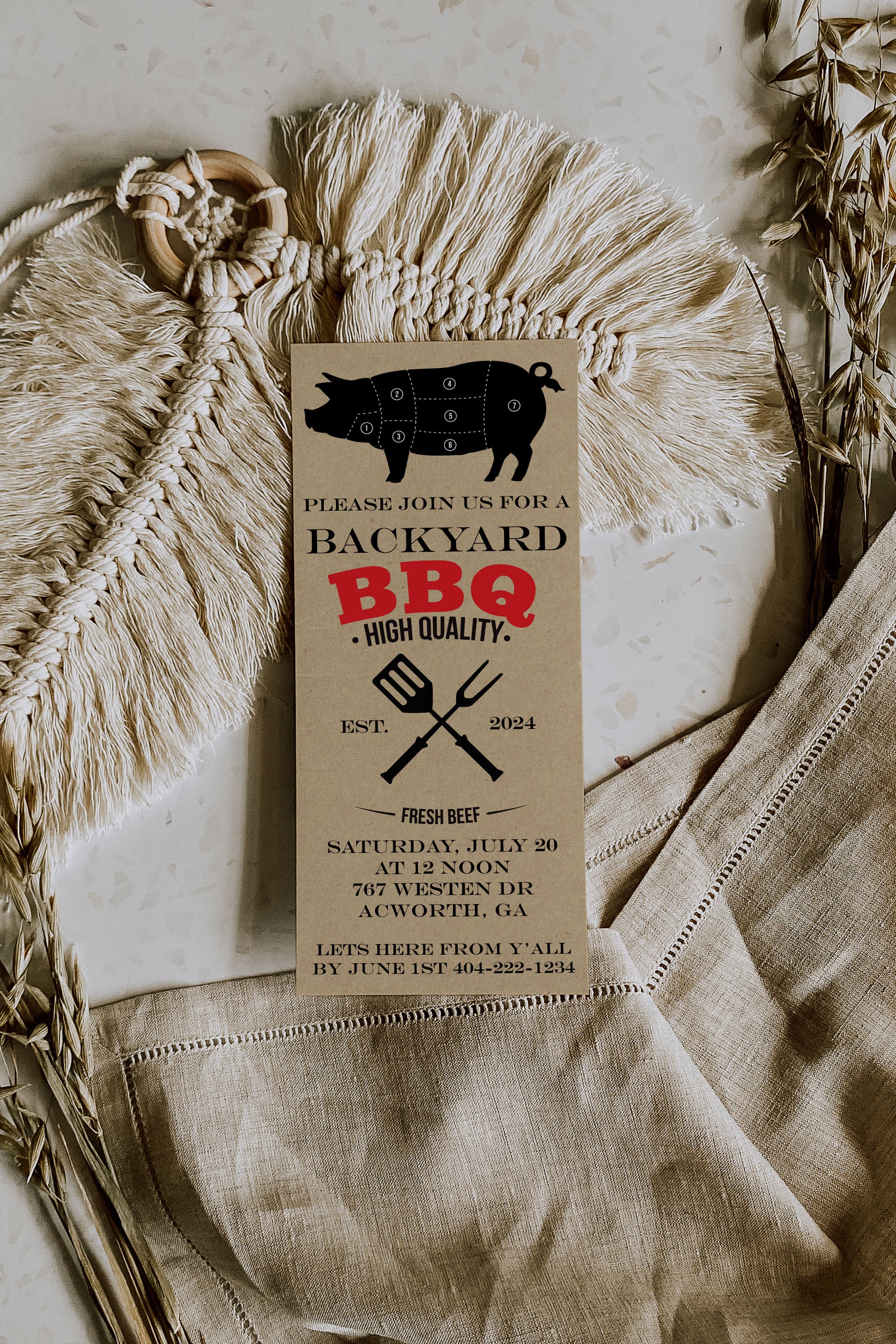 Vintage BBQ Menu Style Invitation