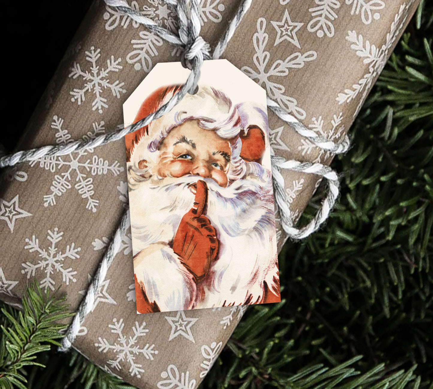 Vintage Santa Christmas Gift Tag