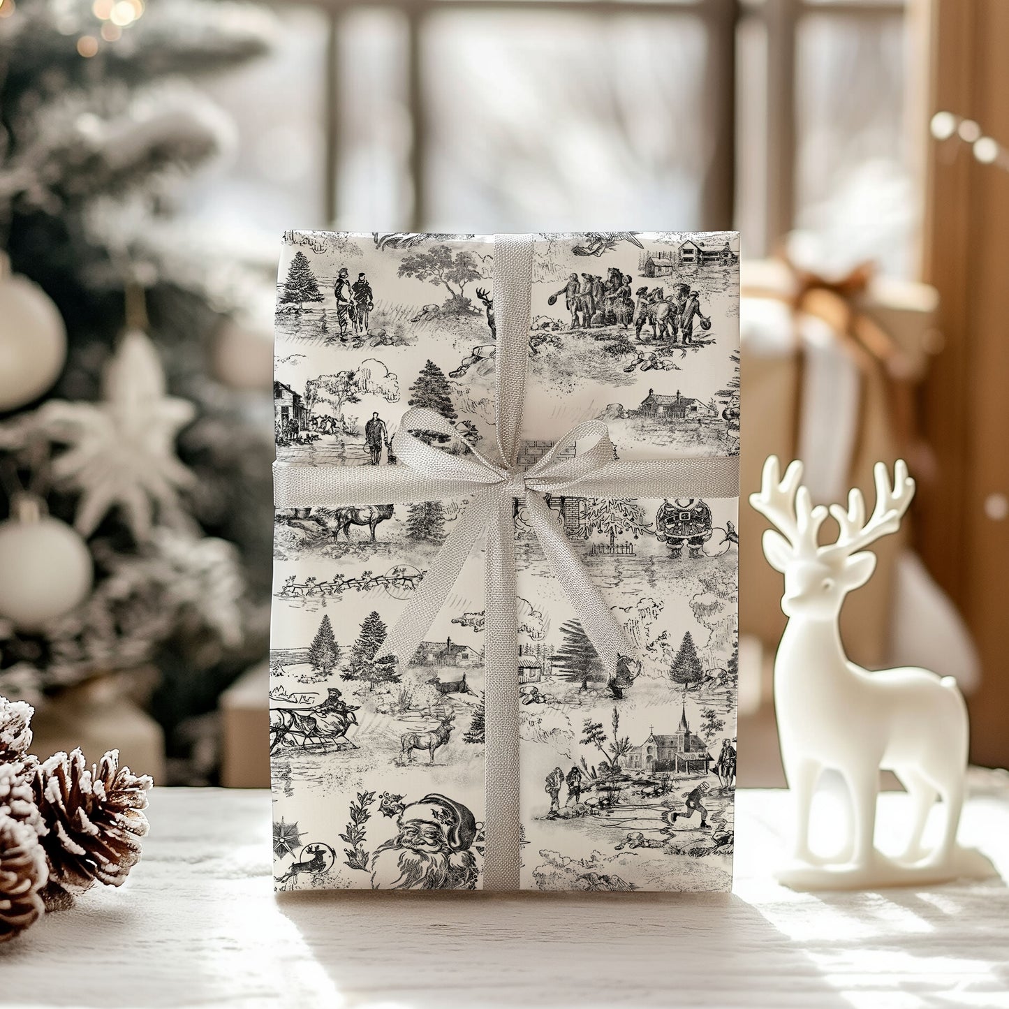 Vintage Santa Multicolored Christmas Wrapping Paper Sheets