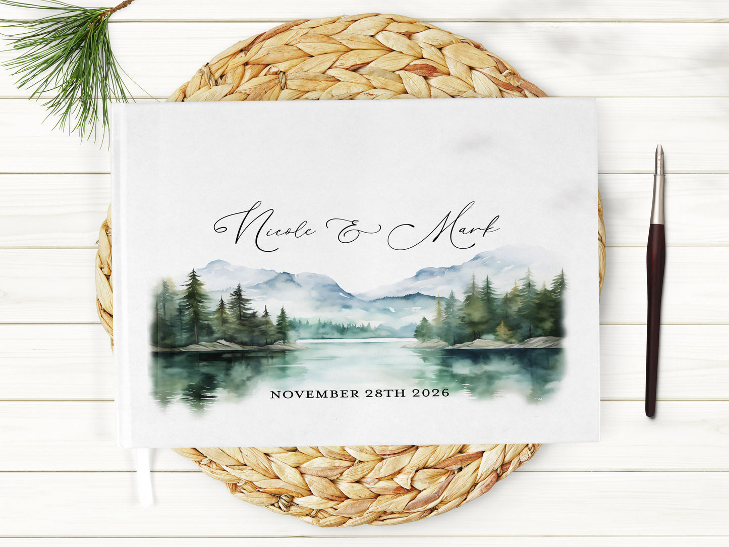 Watercolor Woodland Forest Wedding Guest Book
