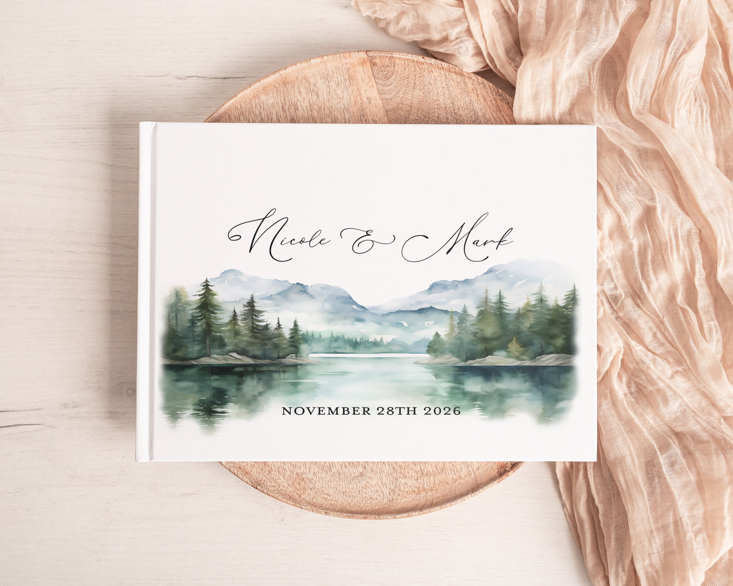 Watercolor Woodland Forest Wedding Guest Book