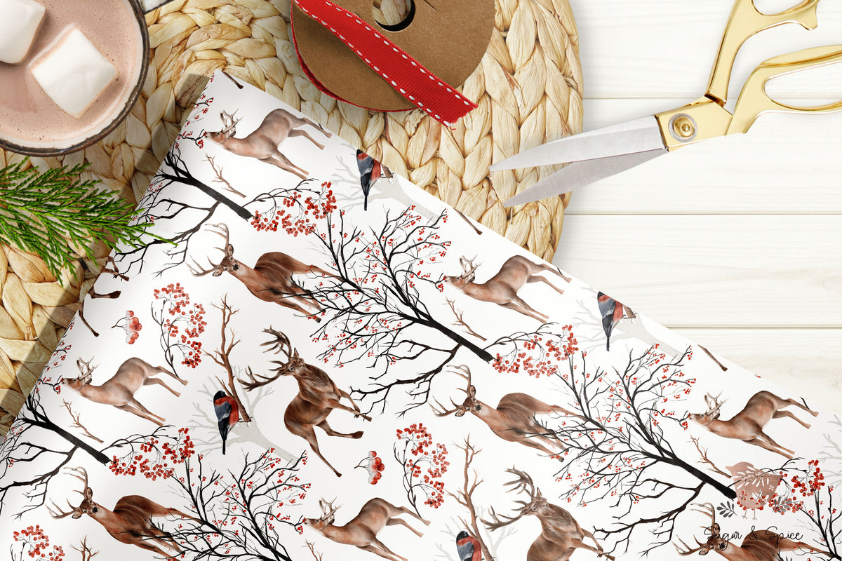 Woodland Deer Christmas Wrapping Paper