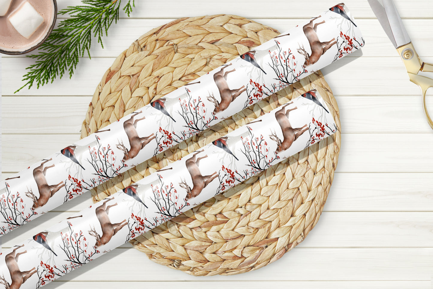 Woodland Deer Christmas Wrapping Paper