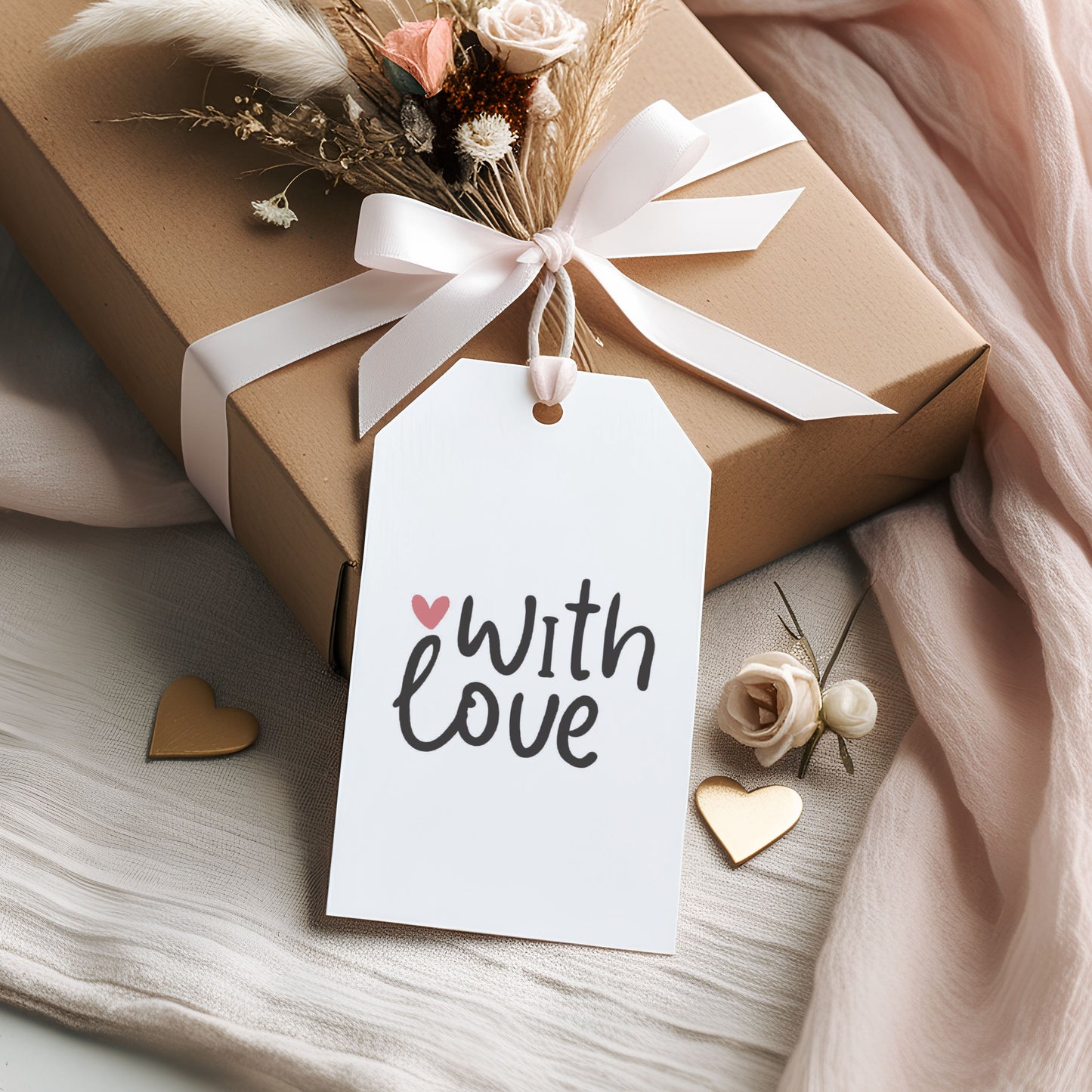 With Love Red Heart Gift Tag