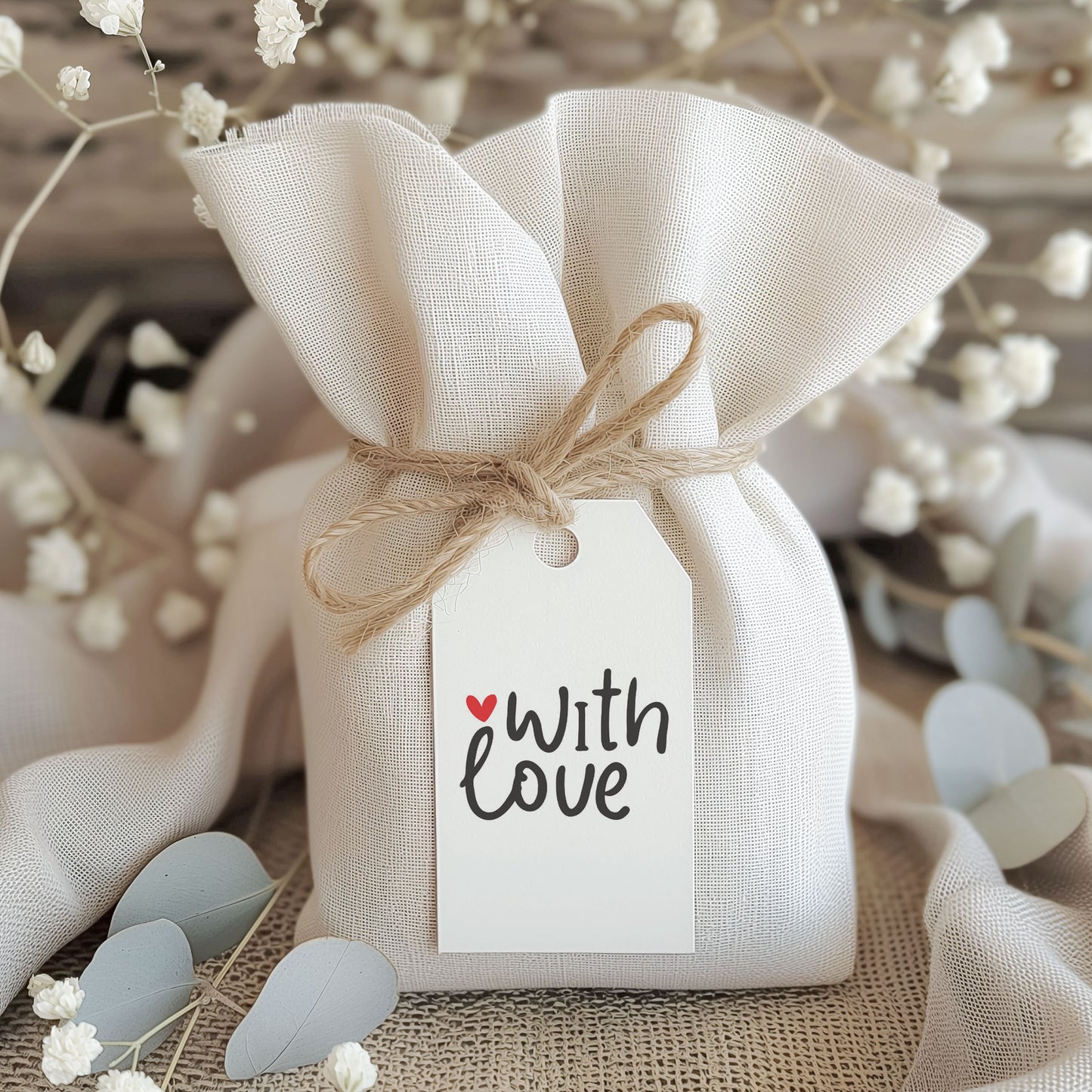 With Love Red Heart Gift Tag