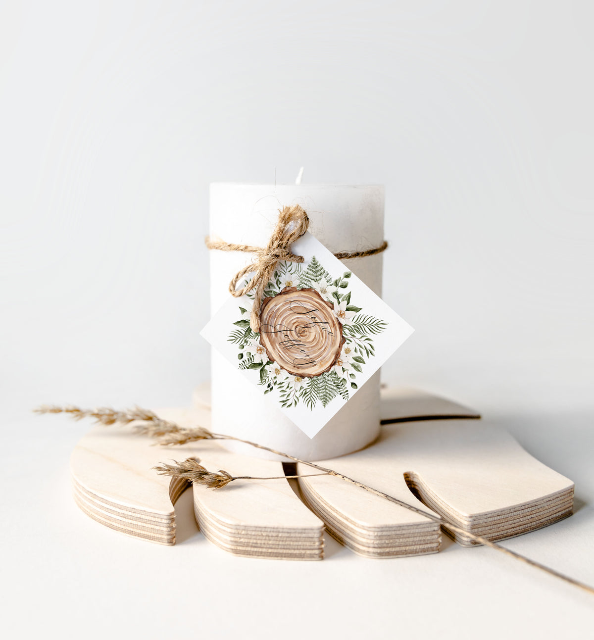 Woodland Wood slice Square 2.5" Gift Tags