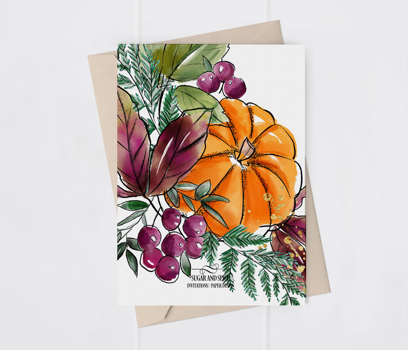 Thanksgiving Floral Wreath Invitation