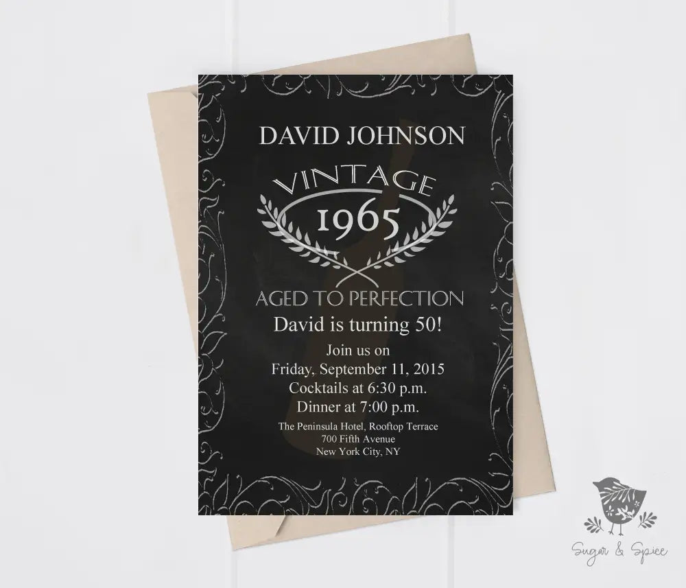 Aged to Perfection Wine Birthday Invitation - Premium Digital File from Sugar and Spice Invitations - Just $1.95! Shop now at Sugar and Spice Paper