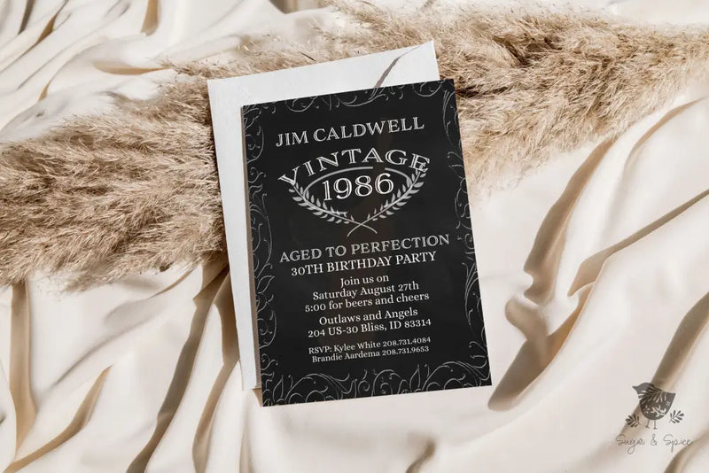 Aged to Perfection Wine Birthday Invitation - Premium Digital File from Sugar and Spice Invitations - Just $1.95! Shop now at Sugar and Spice Paper