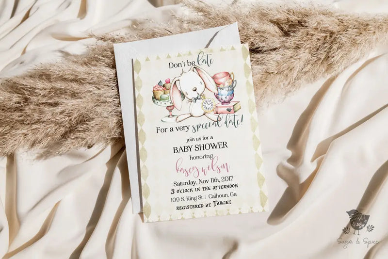 Alice in Wonderland Baby Shower Invitation - Premium  from Sugar and Spice Invitations - Just $1.95! Shop now at Sugar and Spice Paper