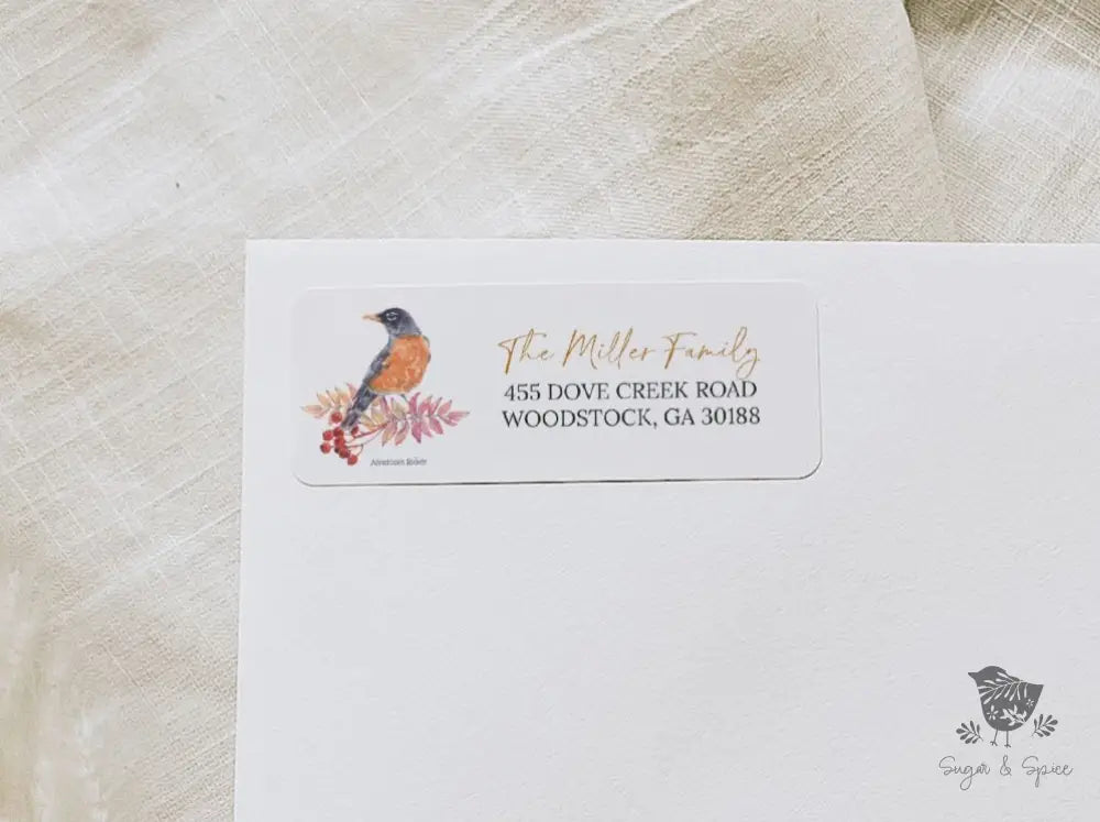 American Robin Bird Return Address Sticker - Premium  from Sugar and Spice Invitations - Just $23! Shop now at Sugar and Spice Paper