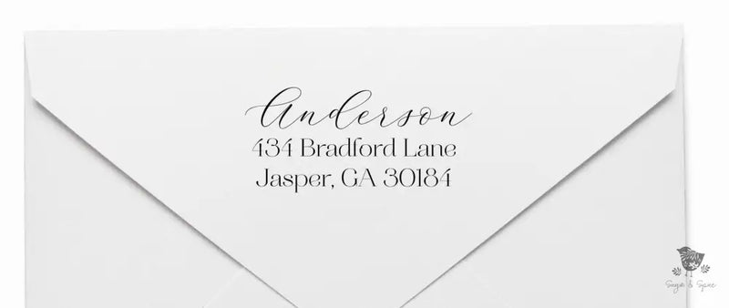 Anderson Elegant Wedding Address Stamp - Premium Craft Supplies & Tools > Stamps & Seals > Stamps from Sugar and Spice Invitations - Just $38! Shop now at Sugar and Spice Paper