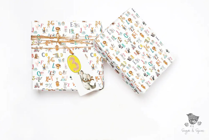Animal Alphabet Wrapping Paper - Premium Craft Supplies & Tools > Party & Gifting > Packaging & Wrapping from Sugar and Spice Invitations - Just $26.10! Shop now at Sugar and Spice Paper