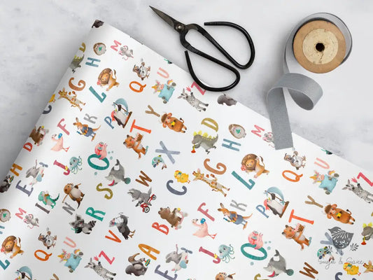 Animal Alphabet Wrapping Paper - Premium Craft Supplies & Tools > Party & Gifting > Packaging & Wrapping from Sugar and Spice Invitations - Just $26.10! Shop now at Sugar and Spice Paper