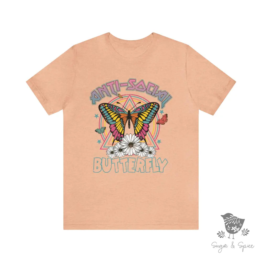 Anti-Social Butterfly T-Shirt Heather Peach / S