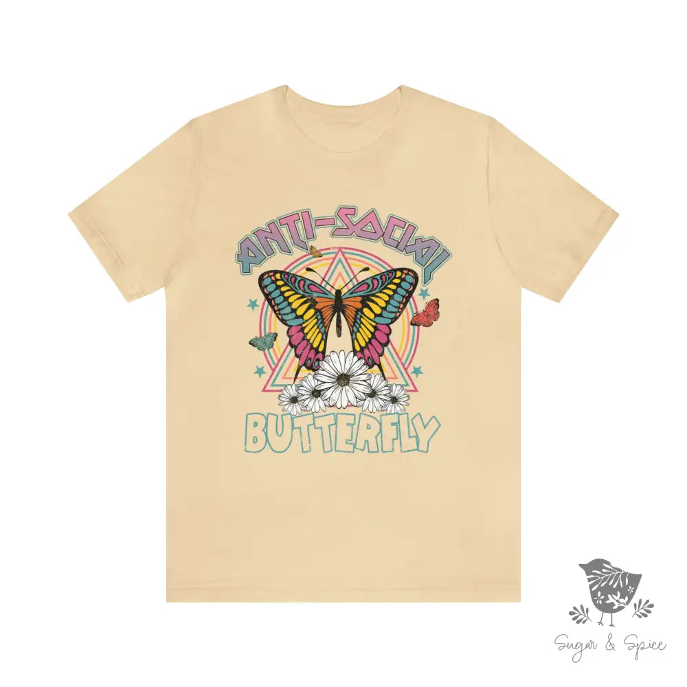 Anti-Social Butterfly T-Shirt Soft Cream / S
