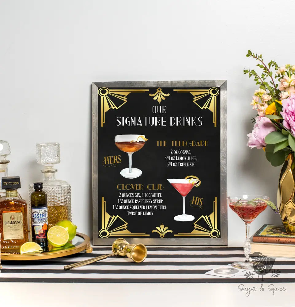 Art Deco His and Hers Signature Drink Sign - Premium  from Sugar and Spice Invitations - Just $35! Shop now at Sugar and Spice Paper