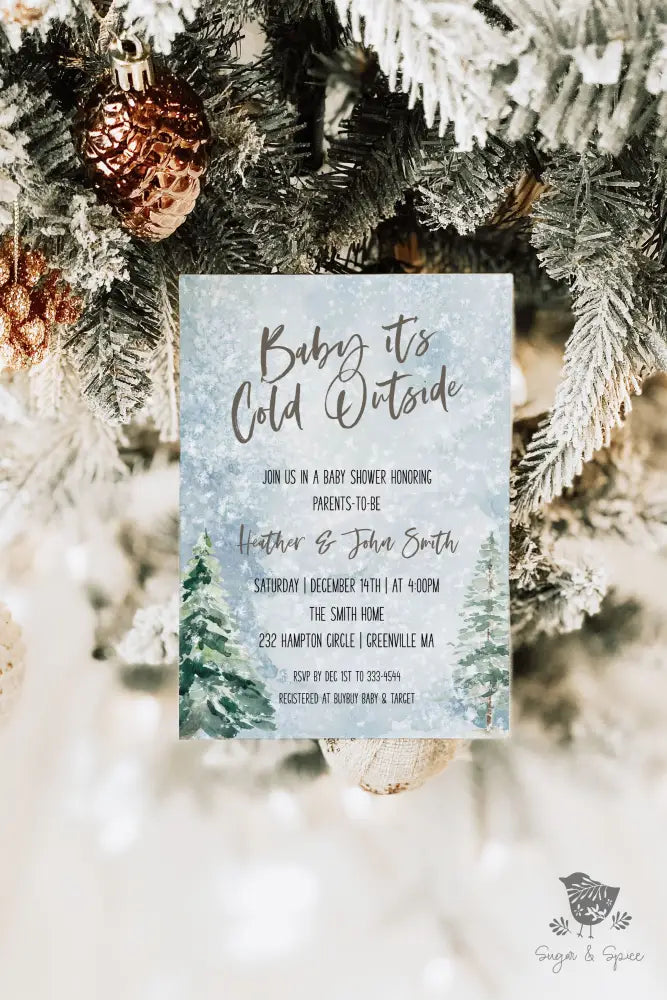 Baby it's Cold Outside Baby Shower Invitation - Premium  from Sugar and Spice Invitations - Just $1.95! Shop now at Sugar and Spice Paper