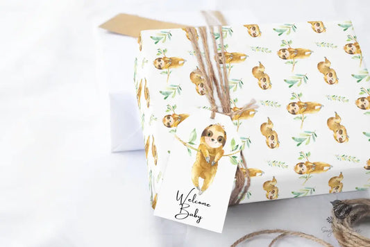 Baby Sloth Wrapping Paper - Premium Craft Supplies & Tools > Party & Gifting > Packaging & Wrapping from Sugar and Spice Invitations - Just $26.10! Shop now at Sugar and Spice Paper