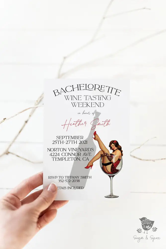 Bachelorette Wine Tasting Weekend Bridal Shower Invitation