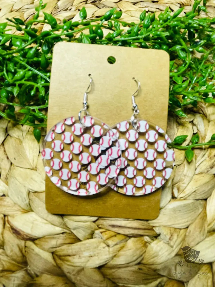 Baseball Dangle Drop Earrings - Premium  from Sugar and Spice Invitations - Just $11.25! Shop now at Sugar and Spice Paper