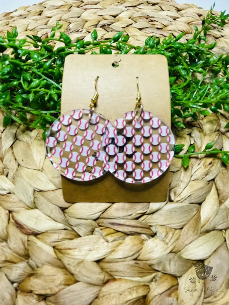 Baseball Dangle Drop Earrings - Premium  from Sugar and Spice Invitations - Just $11.25! Shop now at Sugar and Spice Paper