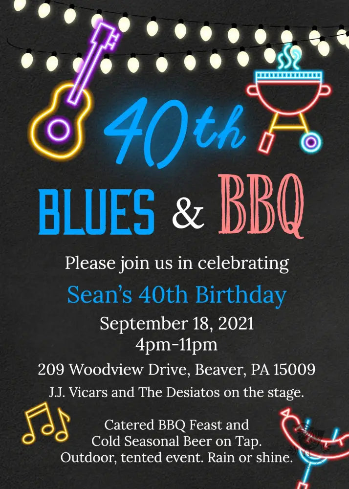 BBQ and Blues Birthday Invitation - Premium Digital File from Sugar and Spice Invitations - Just $1.95! Shop now at Sugar and Spice Paper
