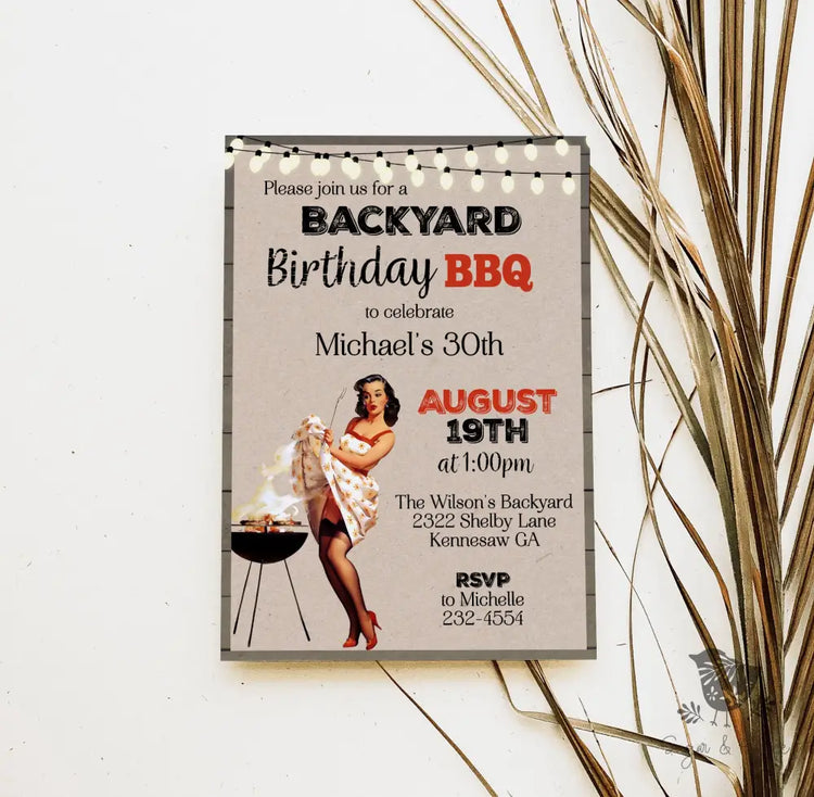 BBQ Backyard Adult Birthday Invitation - Premium Digital File from Sugar and Spice Invitations - Just $1.95! Shop now at Sugar and Spice Paper