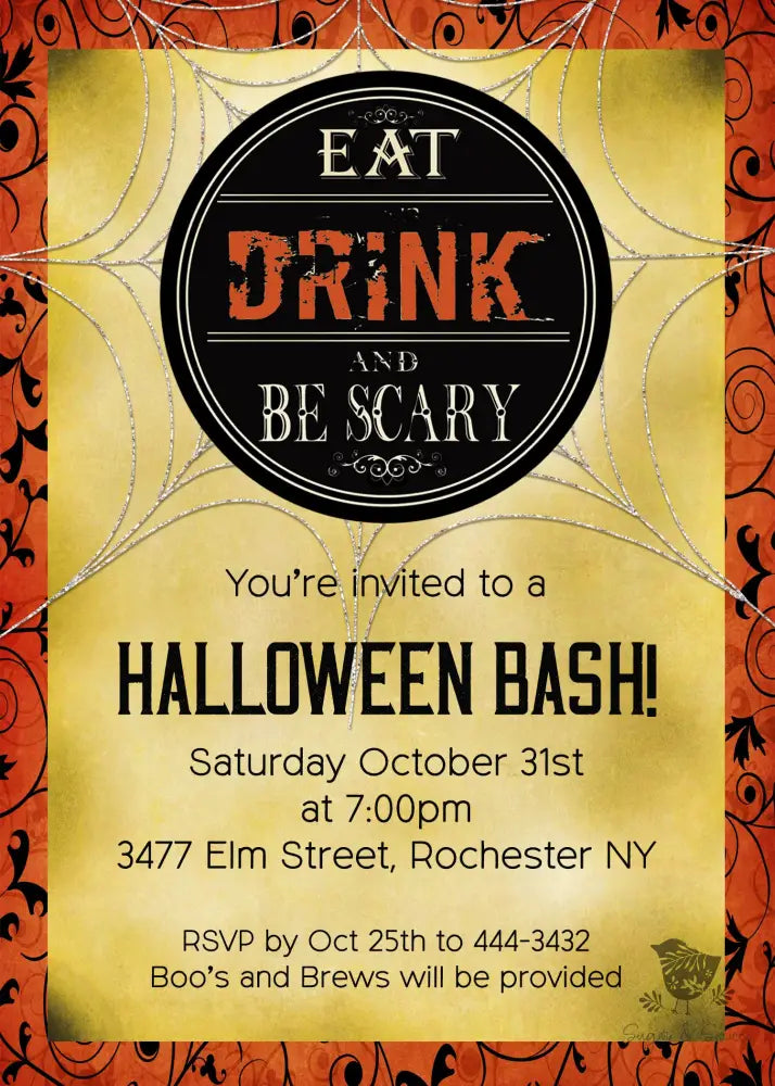 Be Scary Halloween Invitation - Premium Digital File from Sugar and Spice Invitations - Just $2.10! Shop now at Sugar and Spice Paper