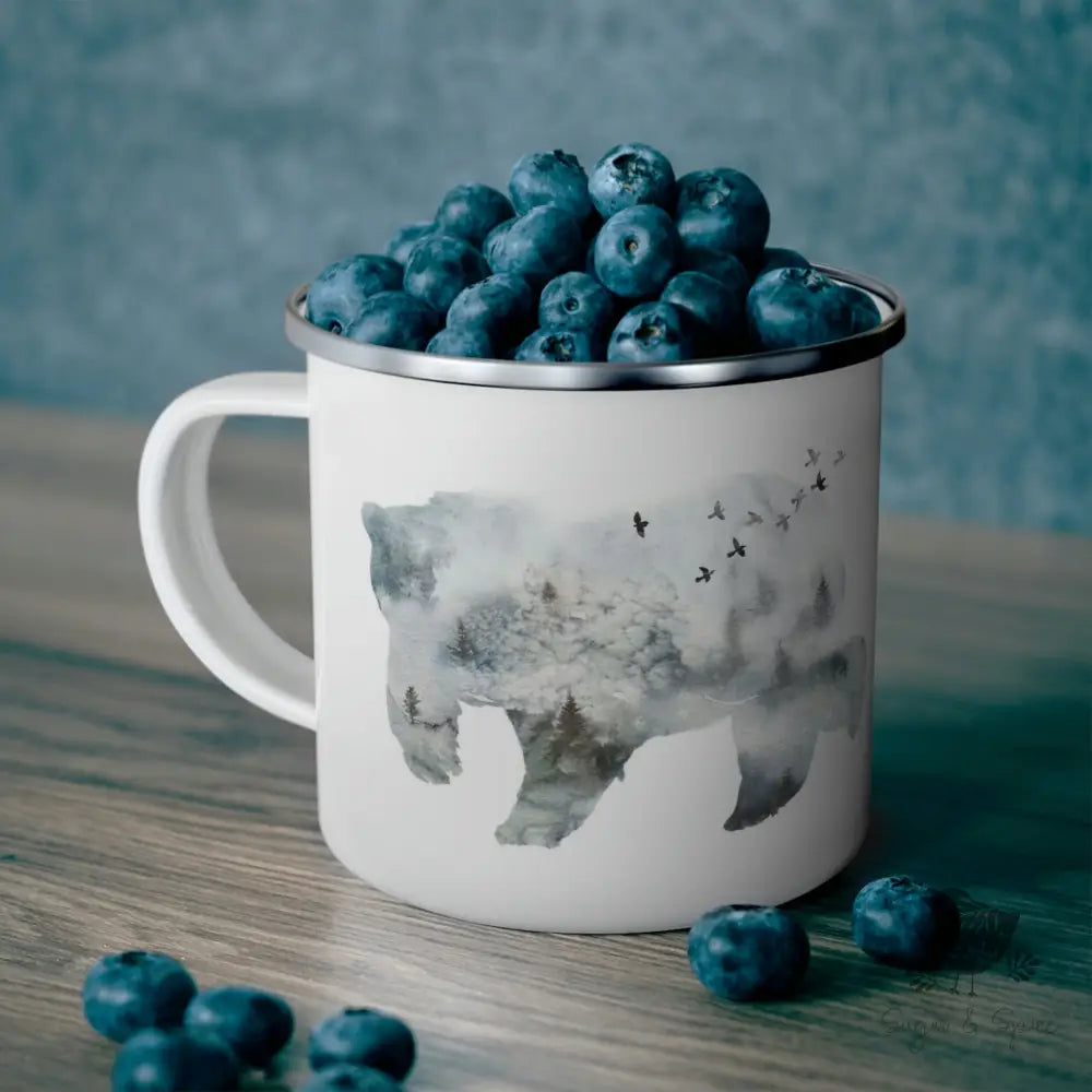 Bear Enamel Camping Mug - Premium Mug from Printify - Just $18! Shop now at Sugar and Spice Paper