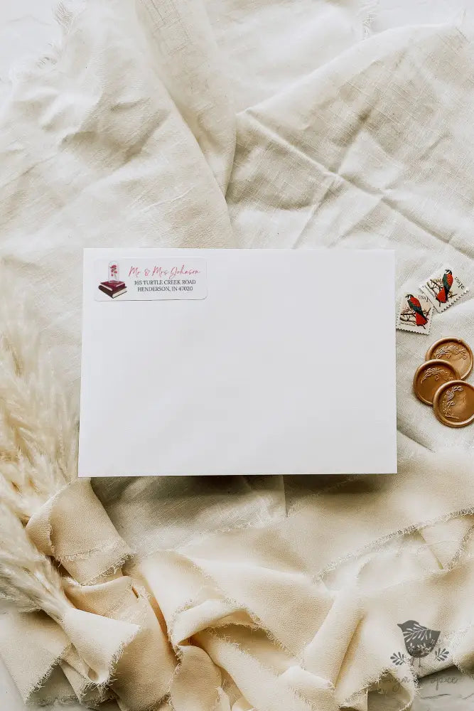 Beauty & Books Return Address Sticker - Premium  from Sugar and Spice Invitations - Just $9.95! Shop now at Sugar and Spice Paper