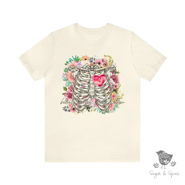 Beauty Within Mental Health Skeleton T-Shirt Natural / S