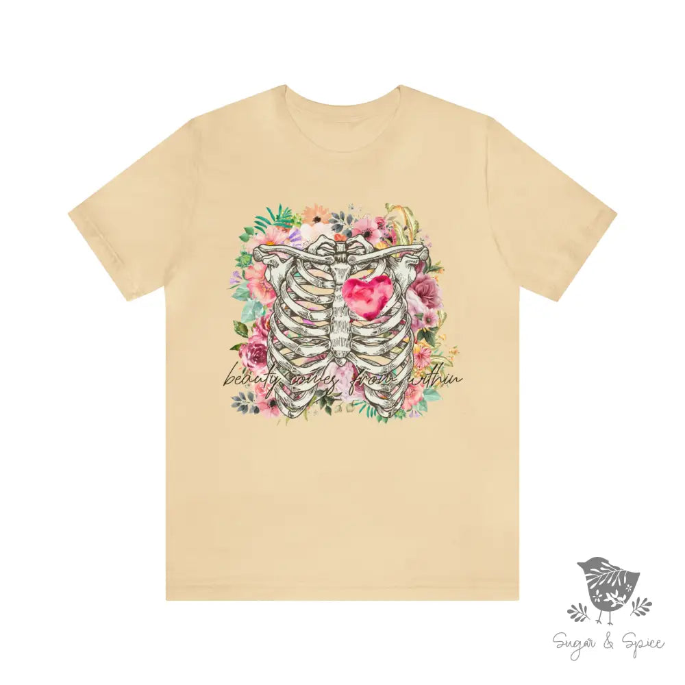 Beauty Within Mental Health Skeleton T-Shirt - Premium T-Shirt from Printify - Just $24.87! Shop now at Sugar and Spice Paper