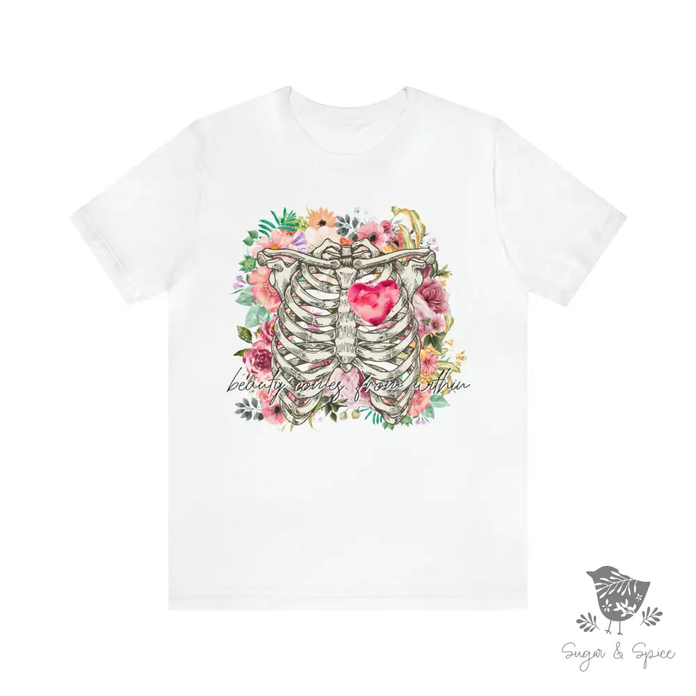 Beauty Within Mental Health Skeleton T-Shirt - Premium T-Shirt from Printify - Just $24.87! Shop now at Sugar and Spice Paper