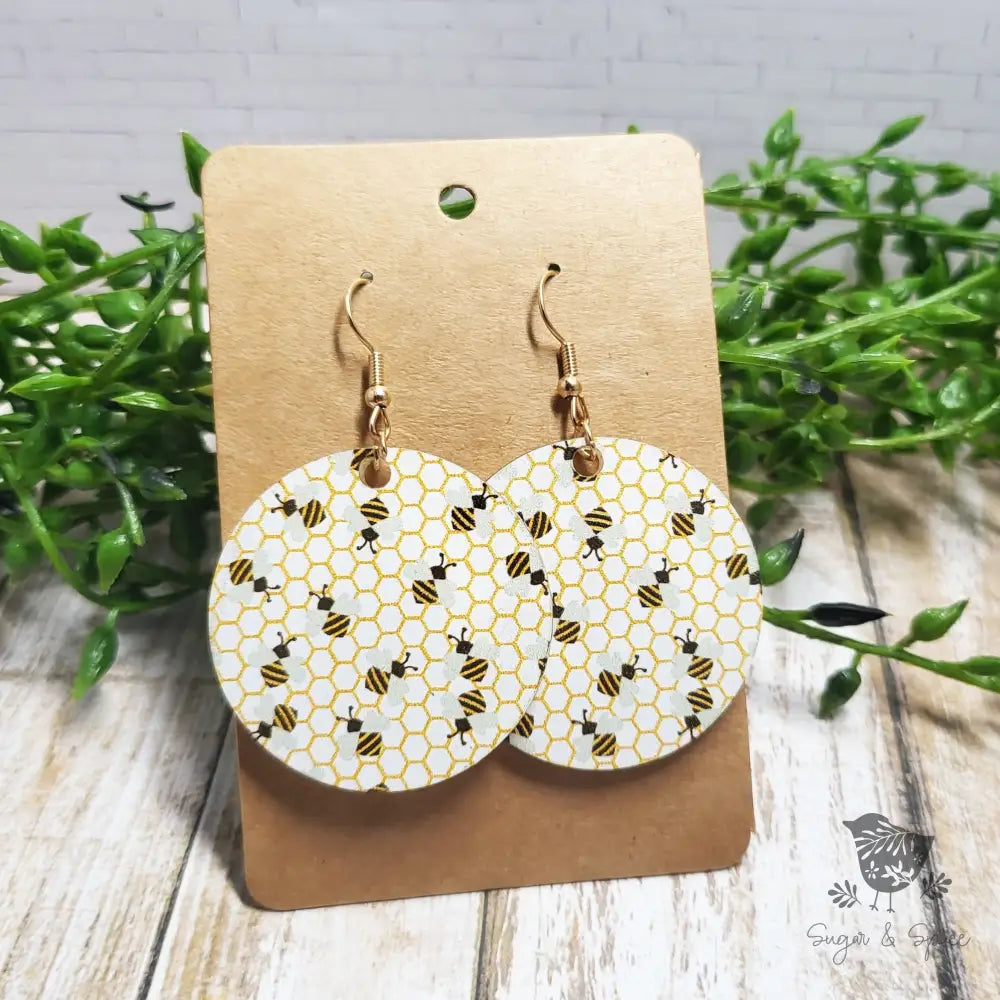 Bee Acrylic Round Earrings - Premium  from Sugar and Spice Invitations - Just $11.25! Shop now at Sugar and Spice Paper