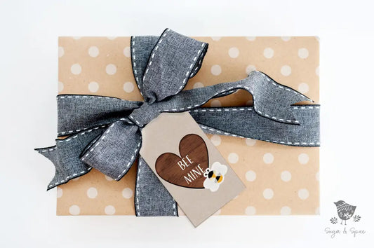 Bee Mine Wood Heart Gift Tag - Premium Craft Supplies & Tools > Party & Gifting > Labels, Stickers & Tags > Tags from Sugar and Spice Invitations - Just $24! Shop now at Sugar and Spice Paper