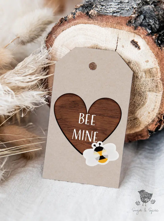 Bee Mine Wood Heart Gift Tag - Premium Craft Supplies & Tools > Party & Gifting > Labels, Stickers & Tags > Tags from Sugar and Spice Invitations - Just $24! Shop now at Sugar and Spice Paper