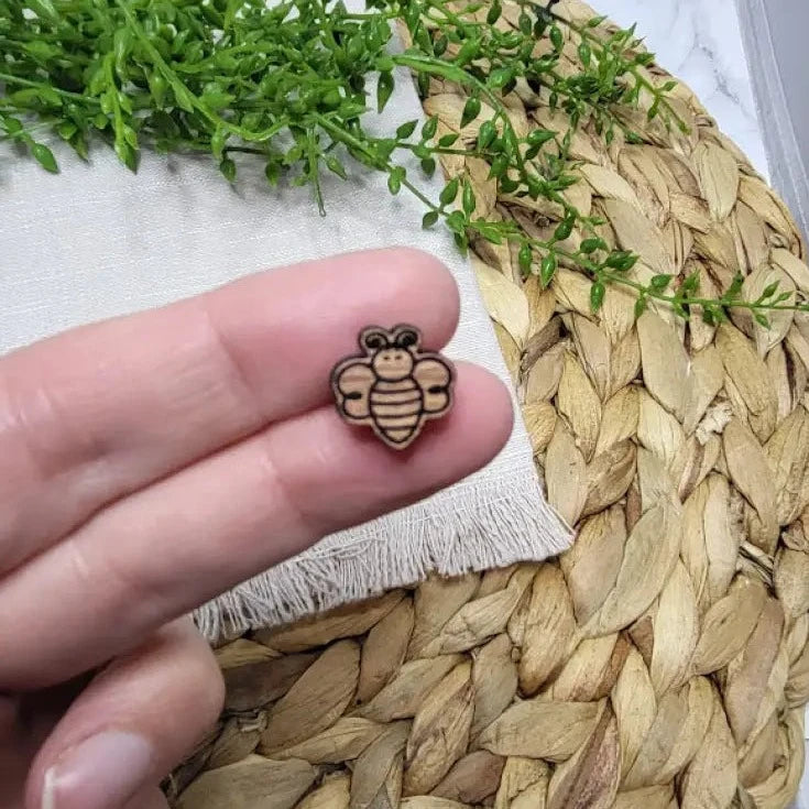 Bee Wood Stud Earrings - Premium  from Sugar and Spice Invitations - Just $6! Shop now at Sugar and Spice Paper