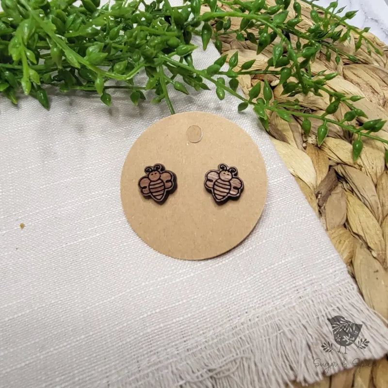 Bee Wood Stud Earrings - Premium  from Sugar and Spice Invitations - Just $6! Shop now at Sugar and Spice Paper