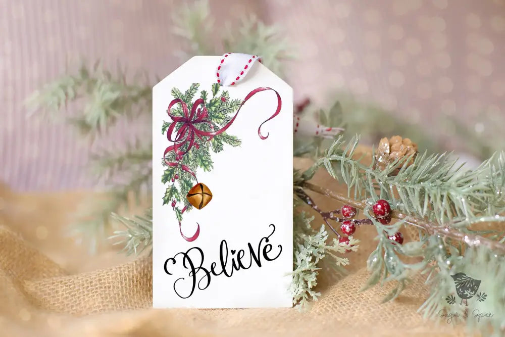 Believe Bell Christmas Gift Tag - Premium Craft Supplies & Tools > Party & Gifting > Labels, Stickers & Tags > Tags from Sugar and Spice Invitations - Just $26! Shop now at Sugar and Spice Paper
