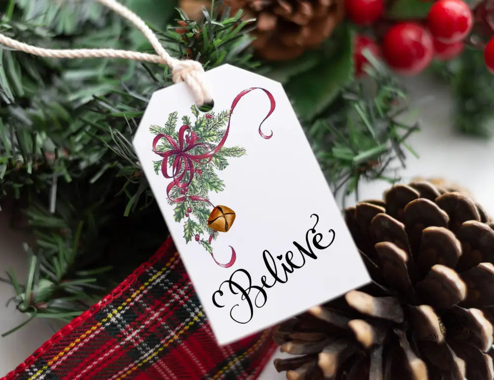 Believe Bell Christmas Gift Tag - Premium Craft Supplies & Tools > Party & Gifting > Labels, Stickers & Tags > Tags from Sugar and Spice Invitations - Just $26! Shop now at Sugar and Spice Paper