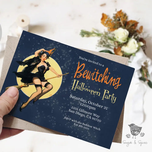 Bewitching Halloween Invitation - Premium Digital File from Sugar and Spice Invitations - Just $2.10! Shop now at Sugar and Spice Paper