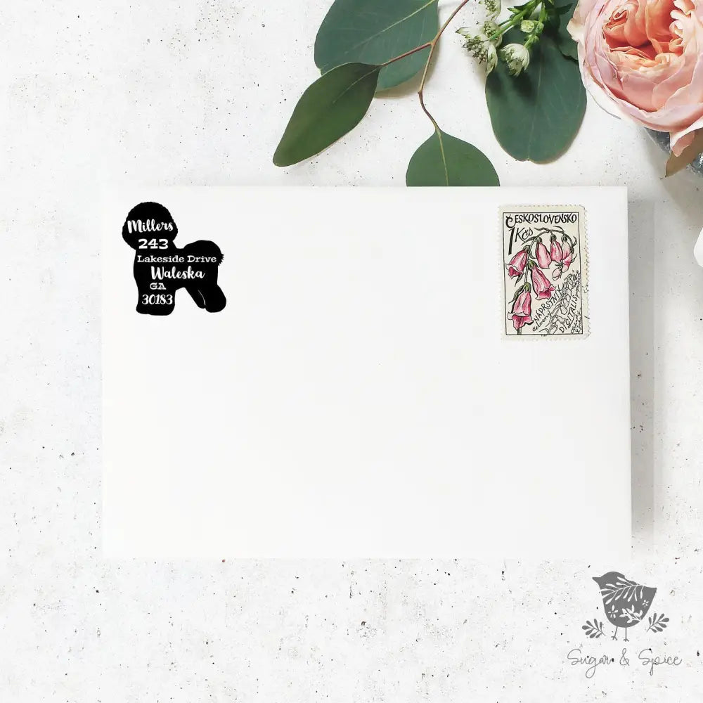 Bichon Frise Dog Address Stamp Self Inking - Premium Craft Supplies & Tools > Stamps & Seals > Stamps from Sugar and Spice Invitations - Just $40! Shop now at Sugar and Spice Paper