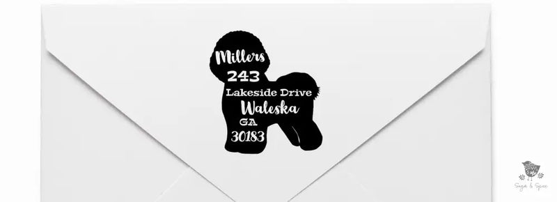 Bichon Frise Dog Address Stamp Self Inking - Premium Craft Supplies & Tools > Stamps & Seals > Stamps from Sugar and Spice Invitations - Just $40! Shop now at Sugar and Spice Paper