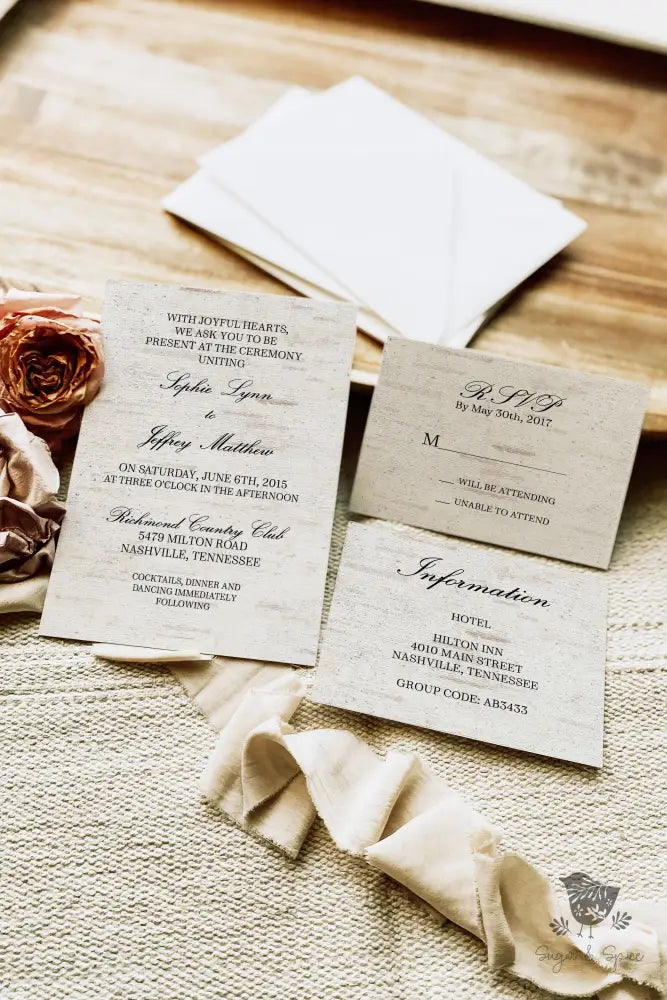 Birch Woodland Wedding Invitation Suite - Premium  from Sugar and Spice Invitations - Just $2.15! Shop now at Sugar and Spice Paper