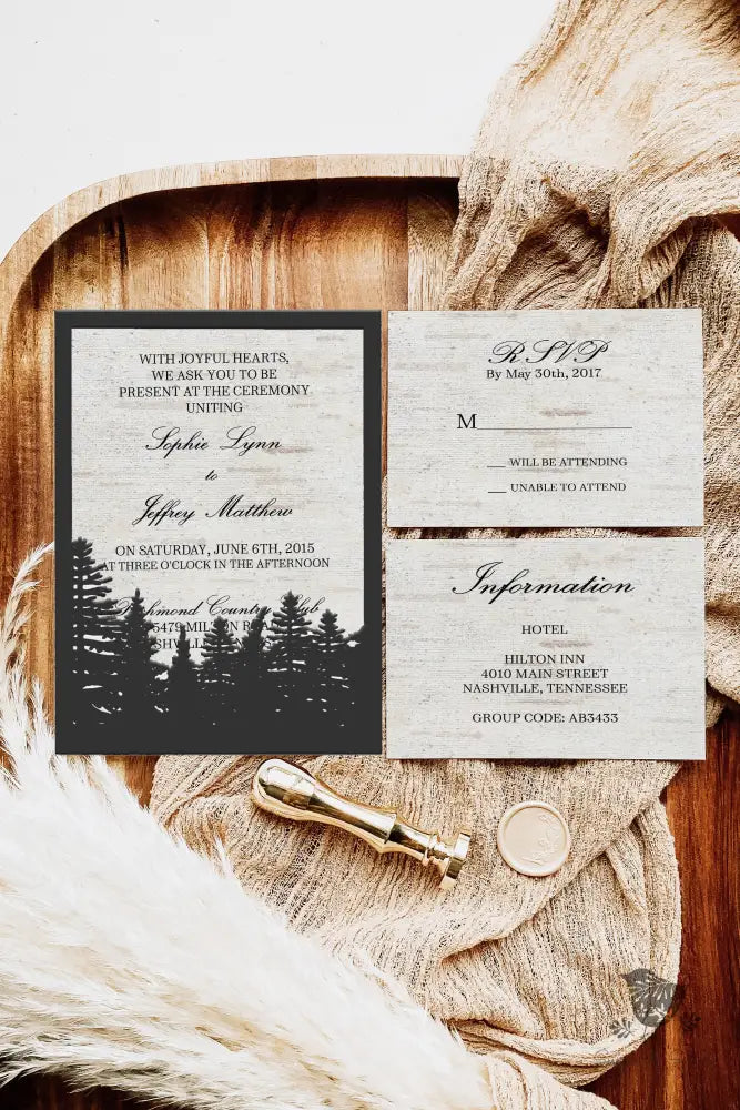 Birch Woodland Wedding Invitation Suite - Premium  from Sugar and Spice Invitations - Just $2.15! Shop now at Sugar and Spice Paper