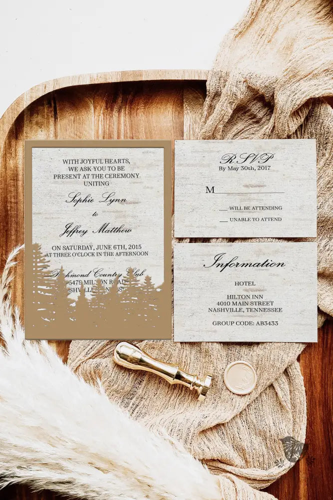 Birch Woodland Wedding Invitation Suite