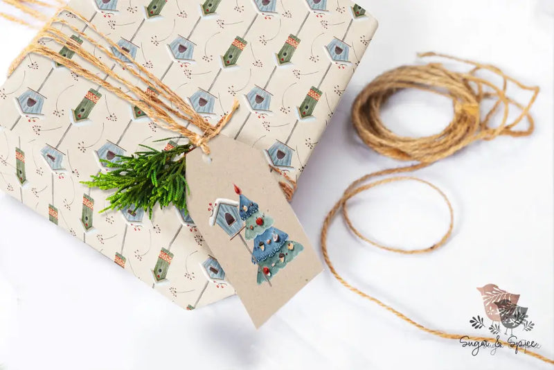 Birdhouse Christmas Wrapping Paper - Premium Craft Supplies & Tools > Party & Gifting > Packaging & Wrapping from Sugar and Spice Invitations - Just $26.10! Shop now at Sugar and Spice Paper