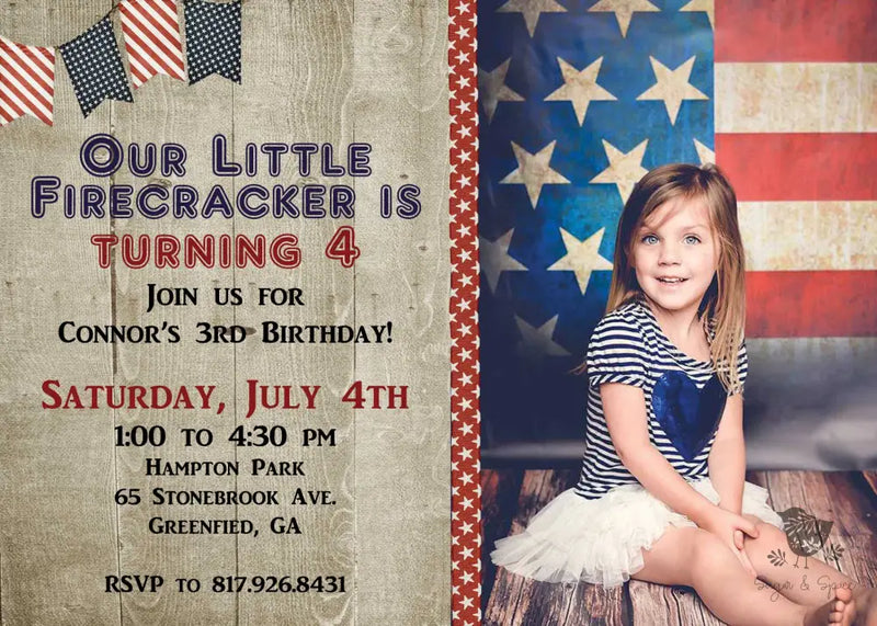Birthday Fourth of July Invitation - Premium Paper & Party Supplies > Paper > Invitations & Announcements > Invitations from Sugar and Spice Invitations - Just $2.10! Shop now at Sugar and Spice Paper